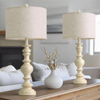 BOBOMOMO Antique White Table Lamps Set of 2