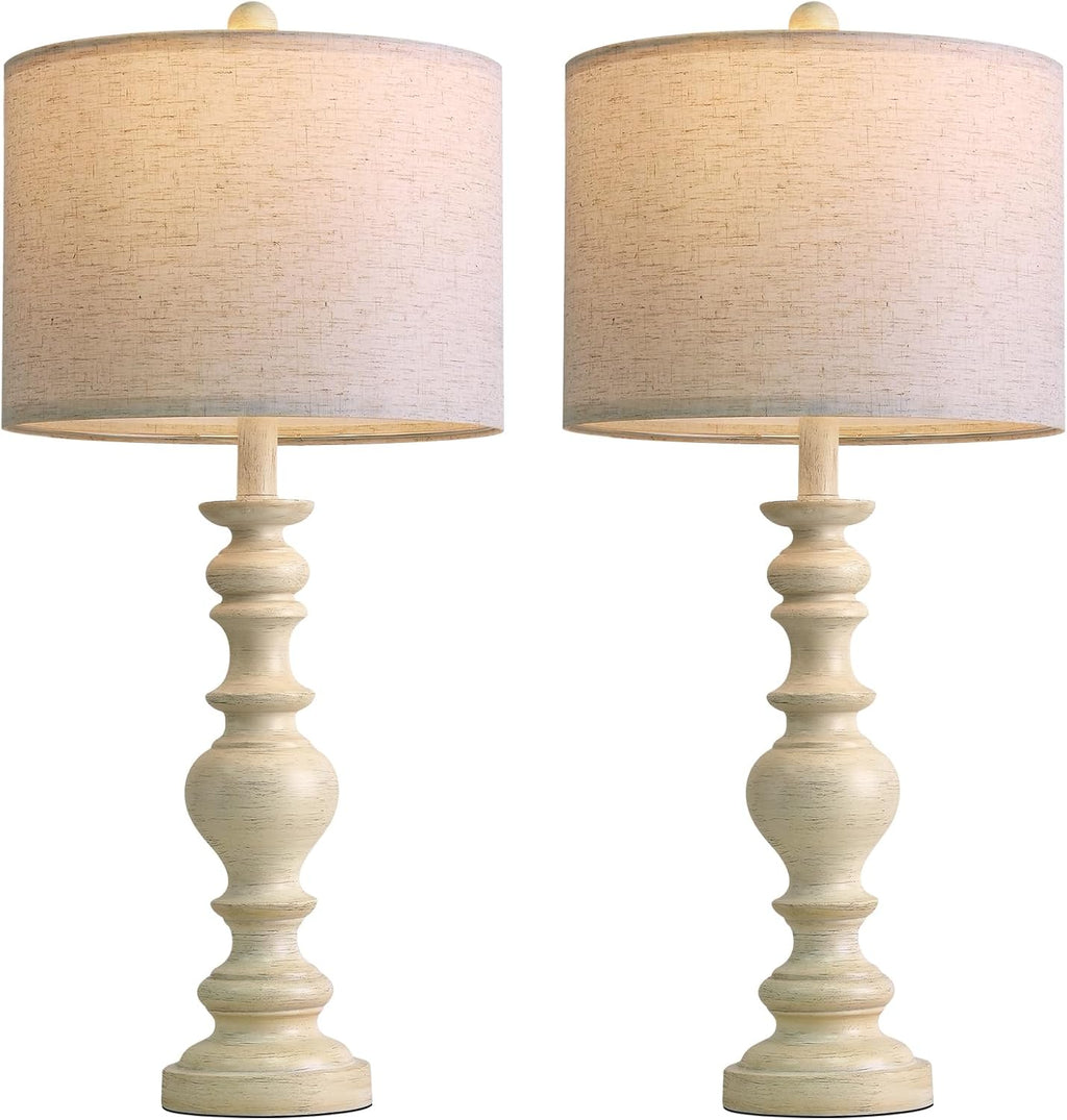 BOBOMOMO Antique White Table Lamps Set of 2