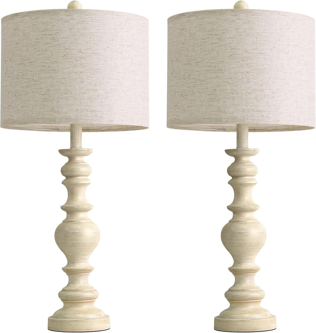BOBOMOMO Antique White Table Lamps Set of 2