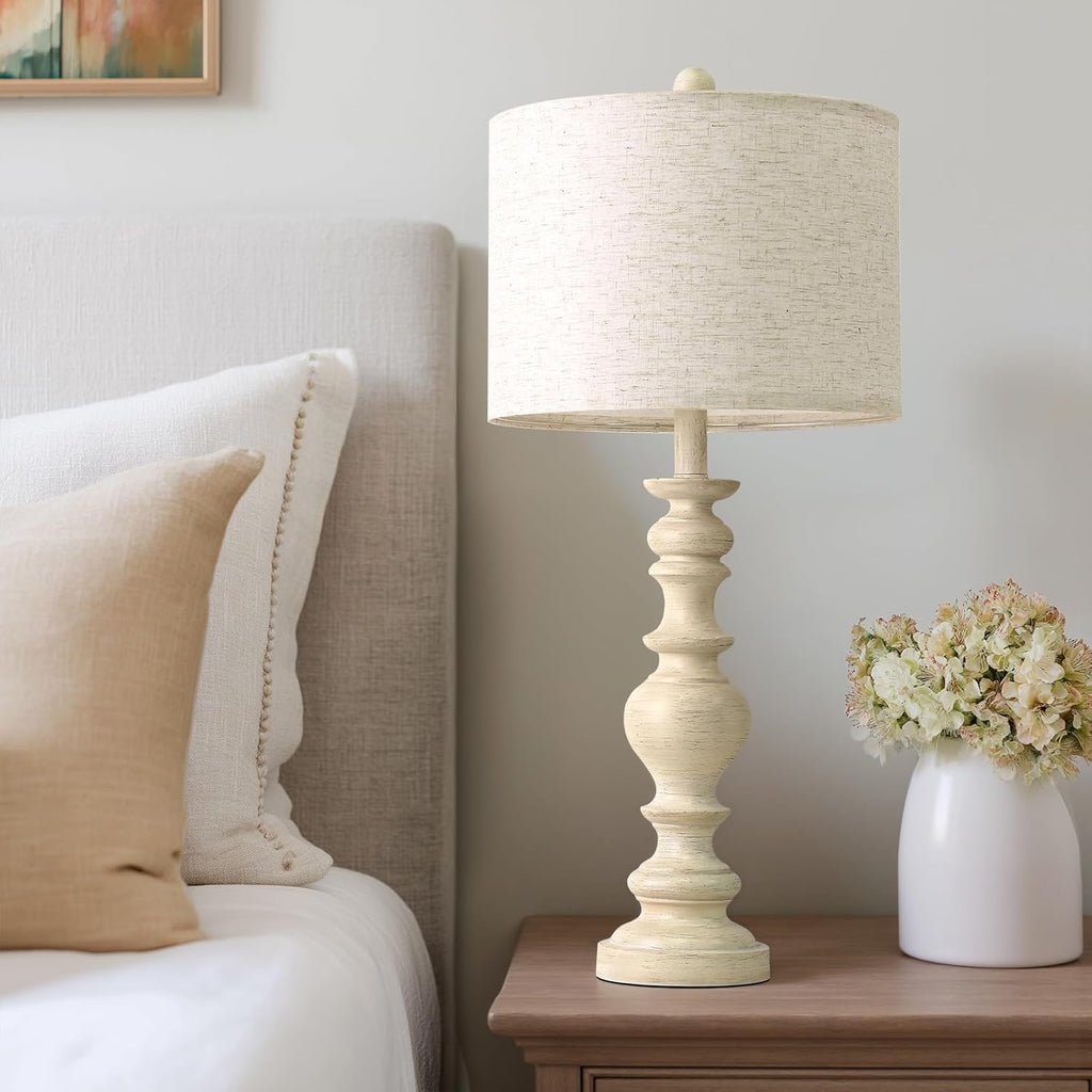 BOBOMOMO Antique White Table Lamps Set of 2