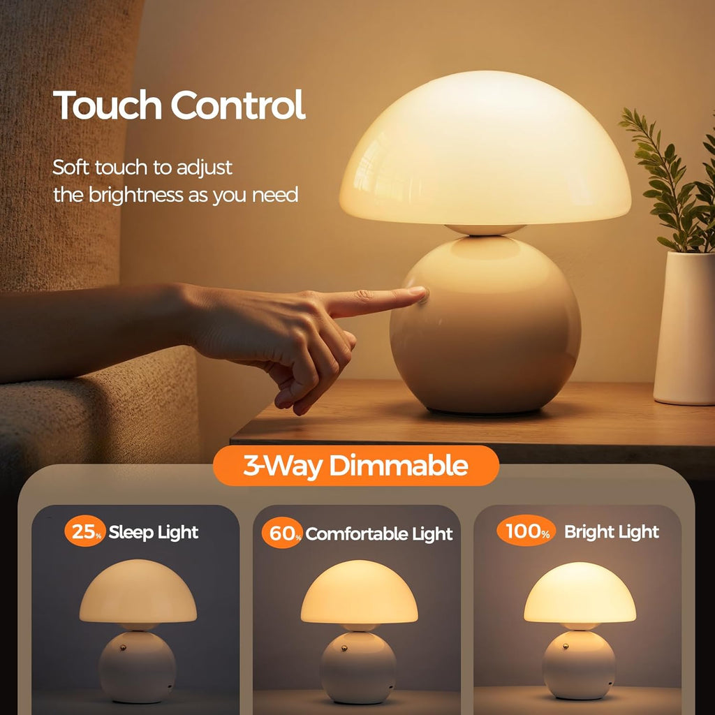 NIORSUN Wireless Mushroom Table Lamp