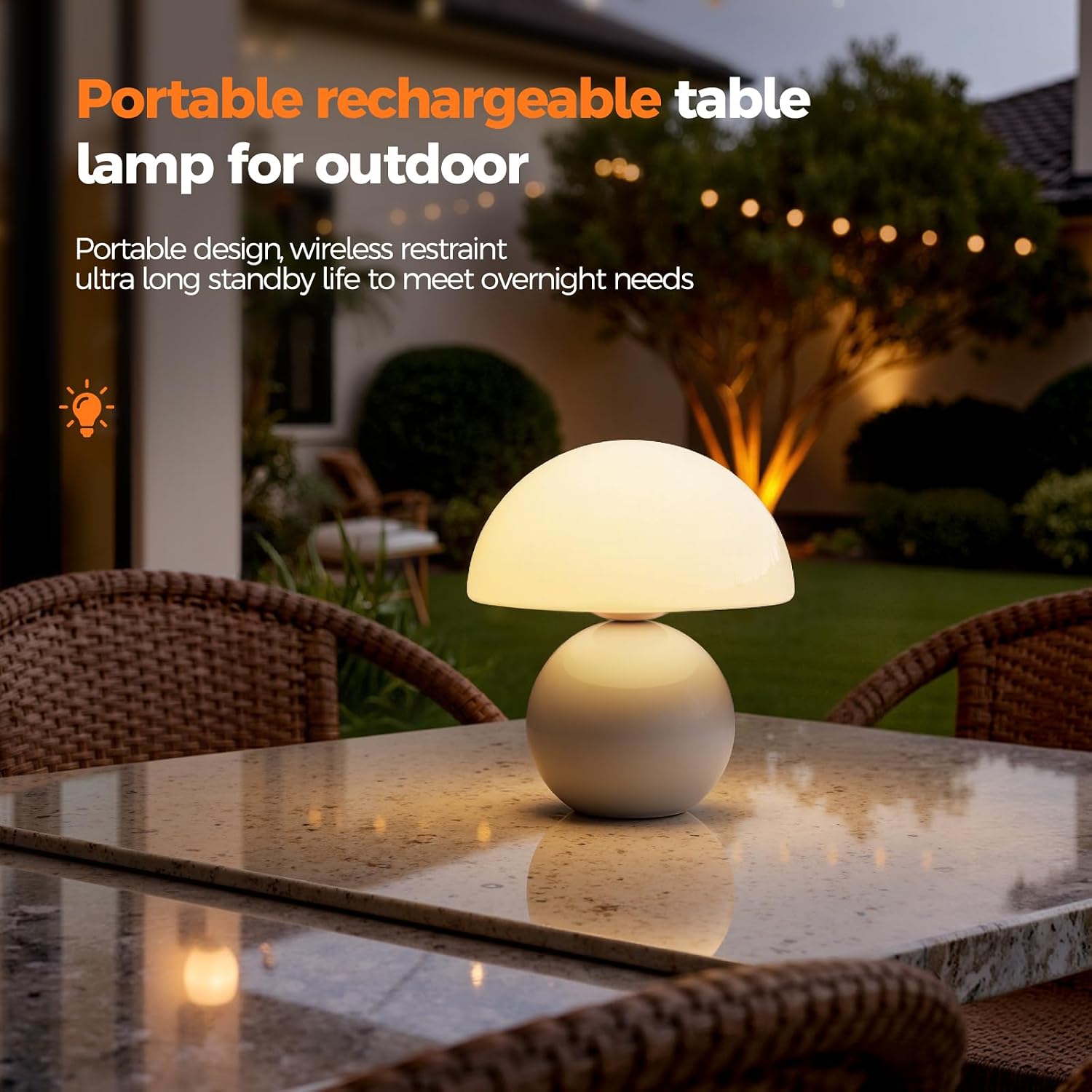 NIORSUN Wireless Mushroom Table Lamp