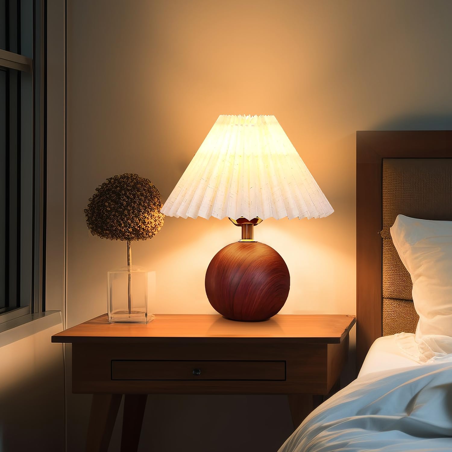 Ceramic Pleated Bedside Table Lamp