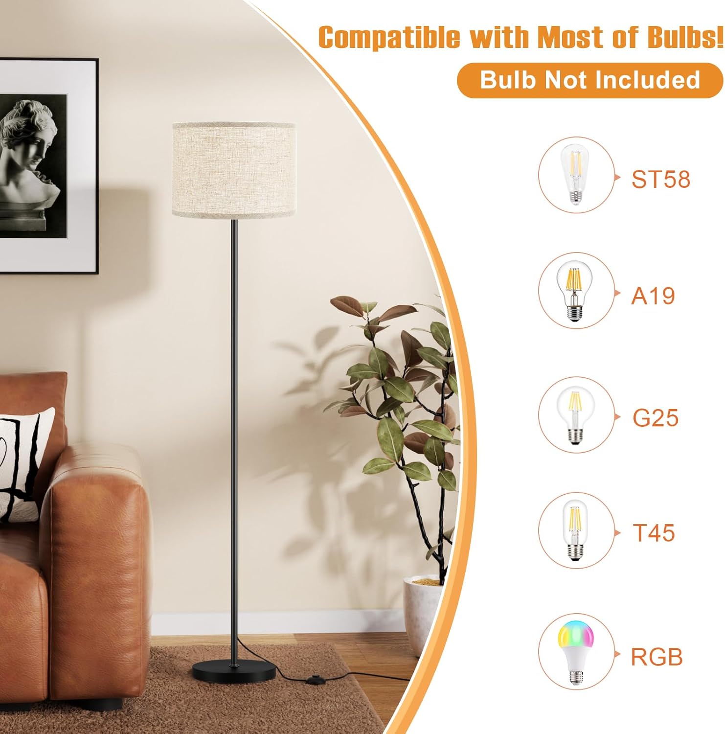 Ambimall Modern Floor Lamp with Shade