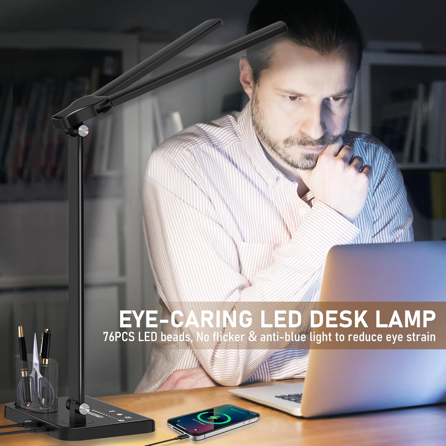 Dimmable LED Desk Lamp with USB Charging Port