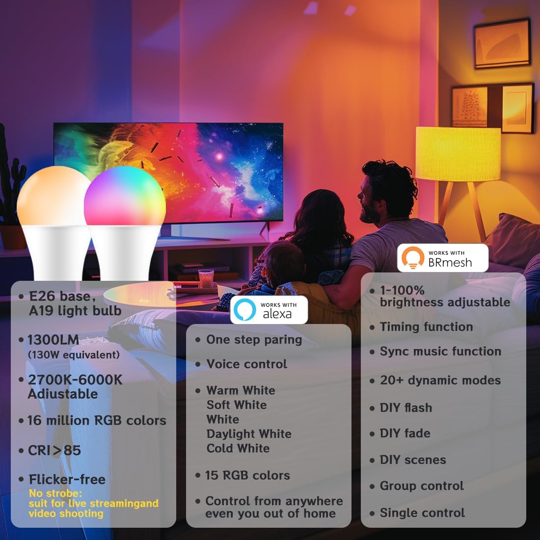 UCB Smart Color Changing LED Light Bulbs (4-Pack)