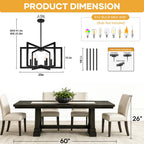 Adjustable Matte Black Chandelier