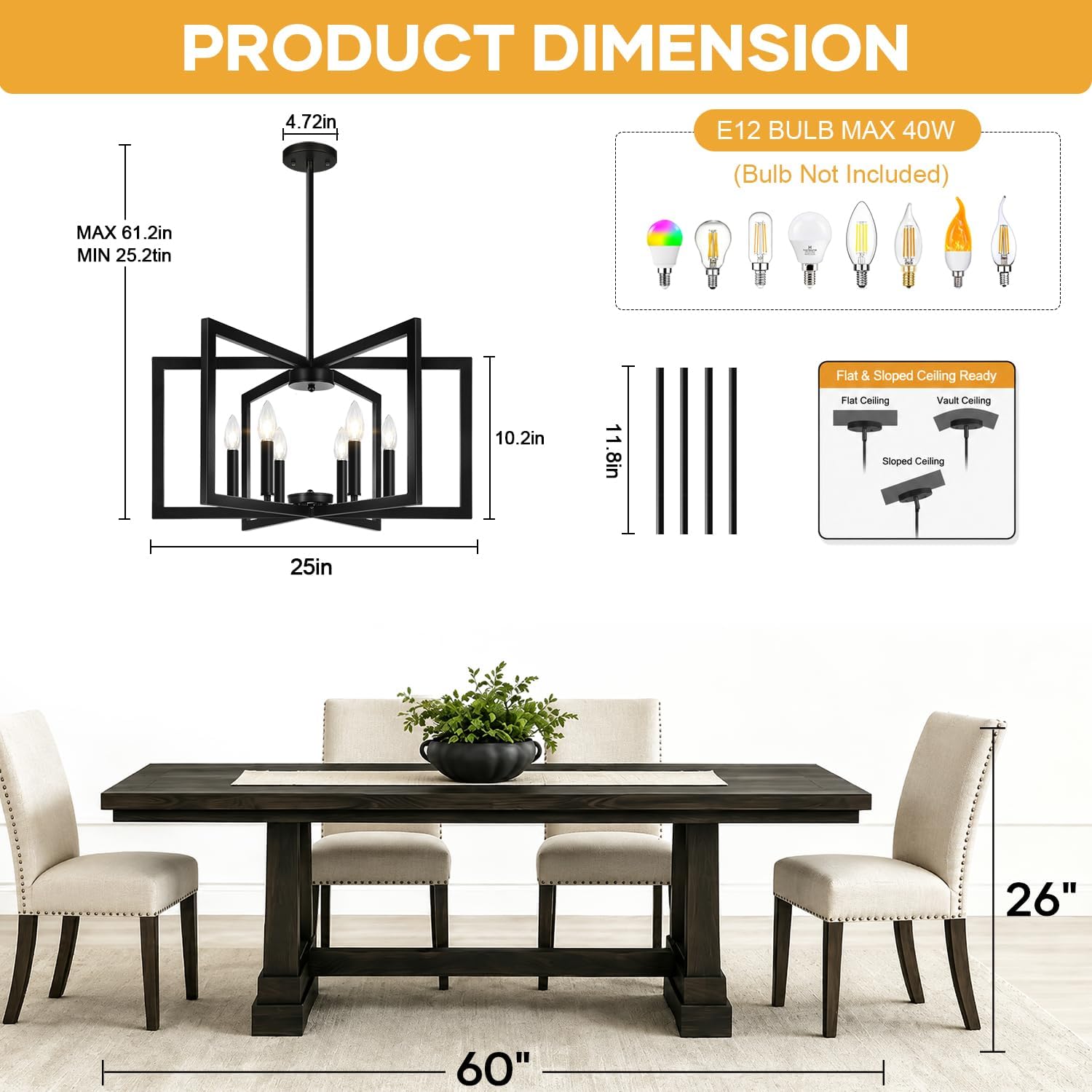 Adjustable Matte Black Chandelier