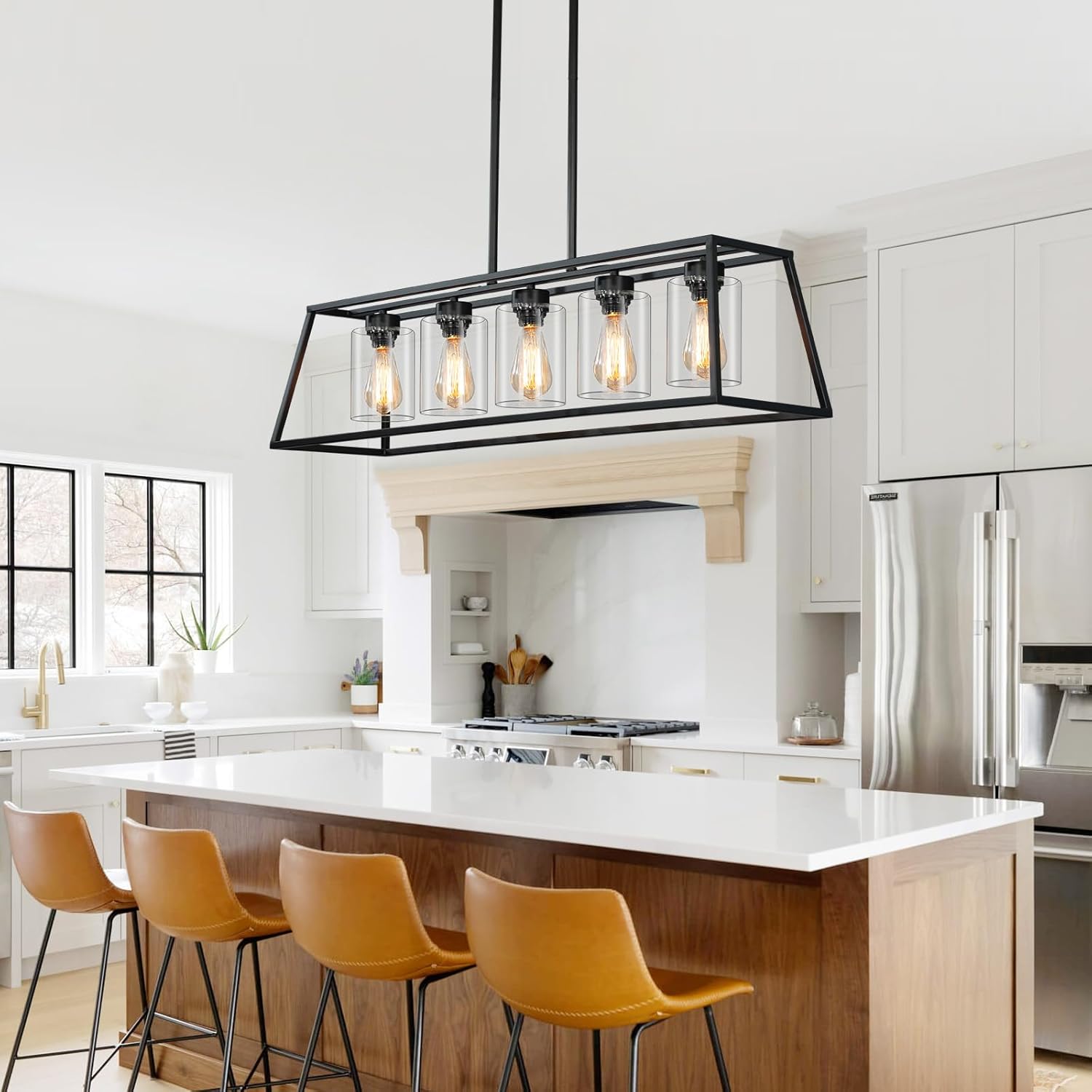 5-Light Farmhouse Kitchen Island Chandelier