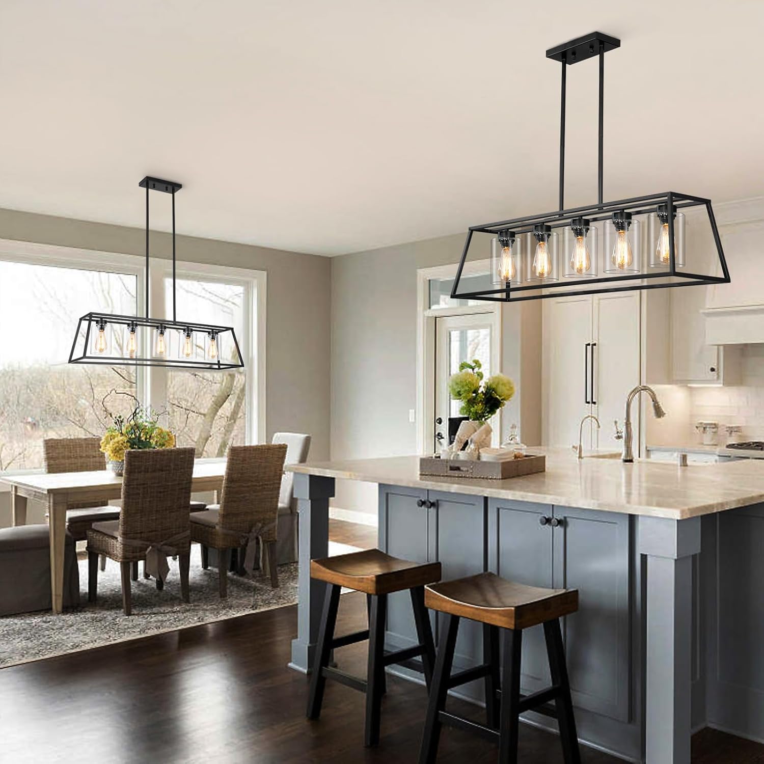 5-Light Farmhouse Kitchen Island Chandelier