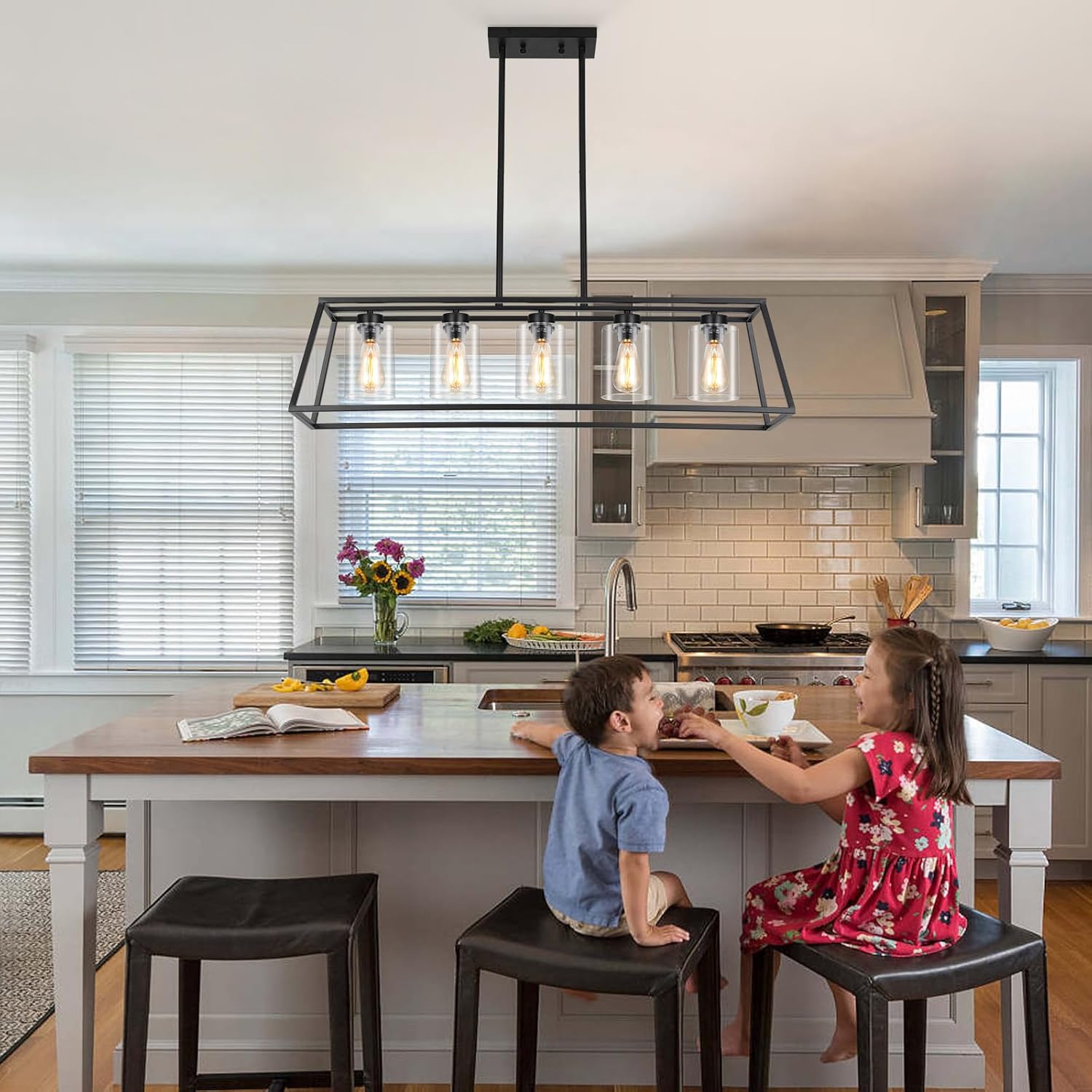 5-Light Farmhouse Kitchen Island Chandelier