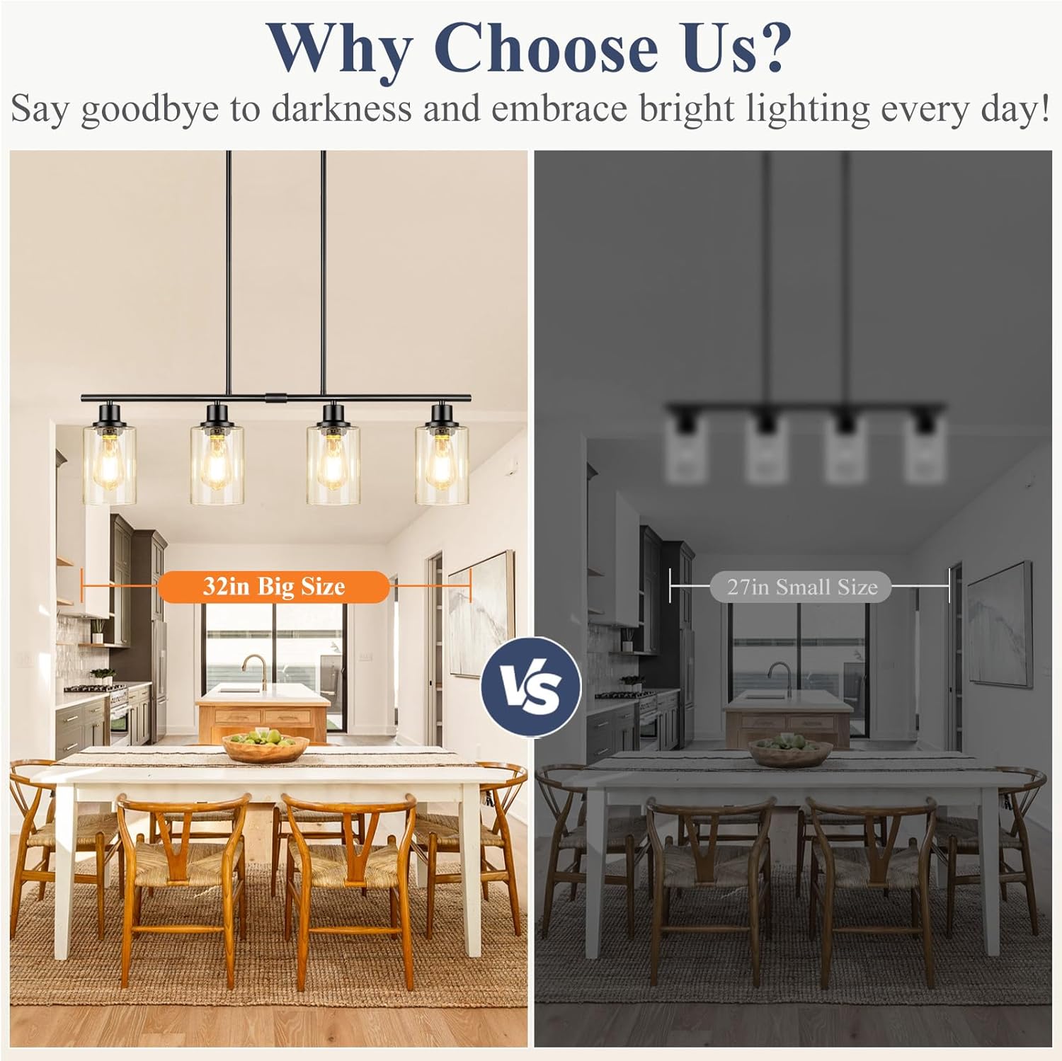 4-Light Farmhouse Kitchen Island Chandelier