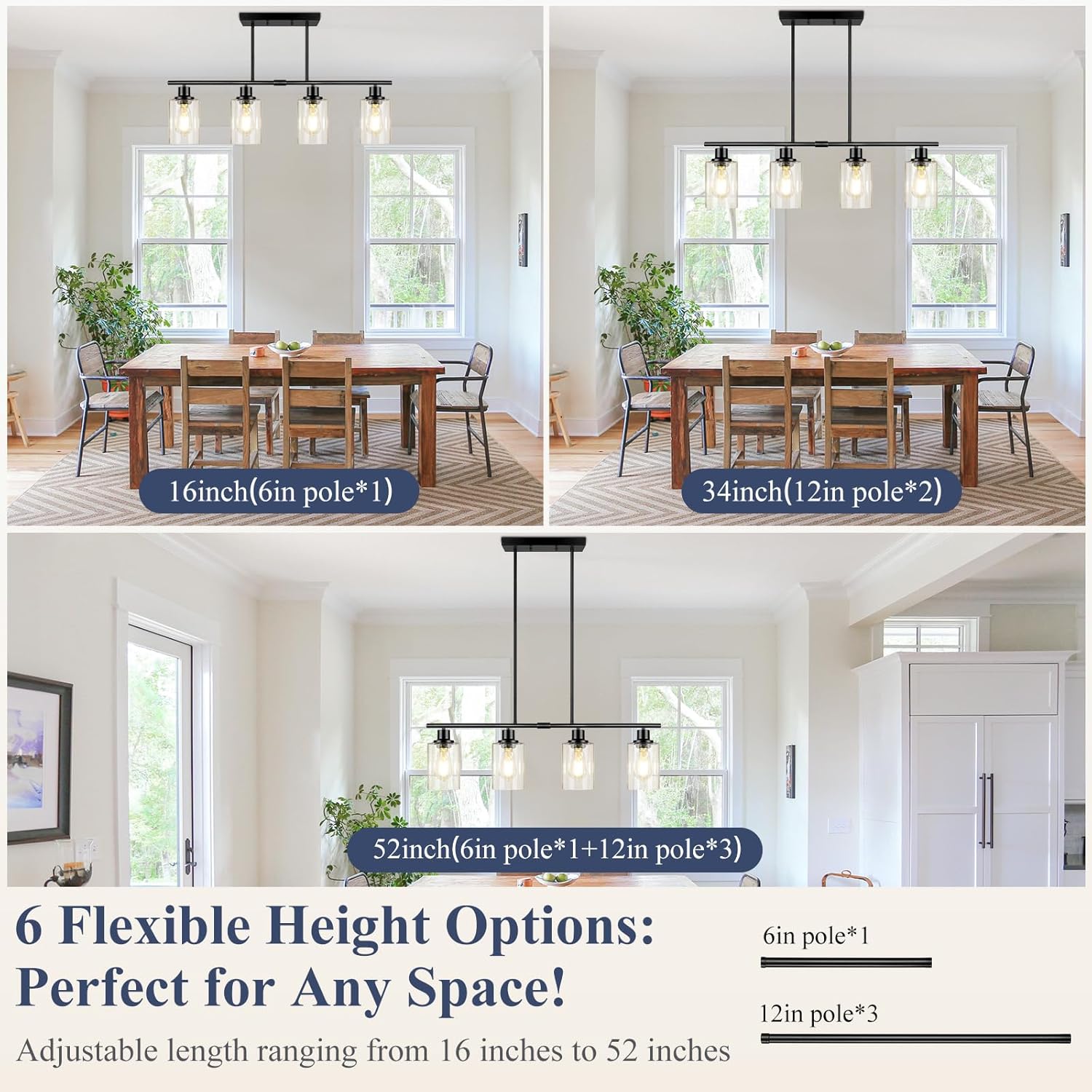 4-Light Farmhouse Kitchen Island Chandelier