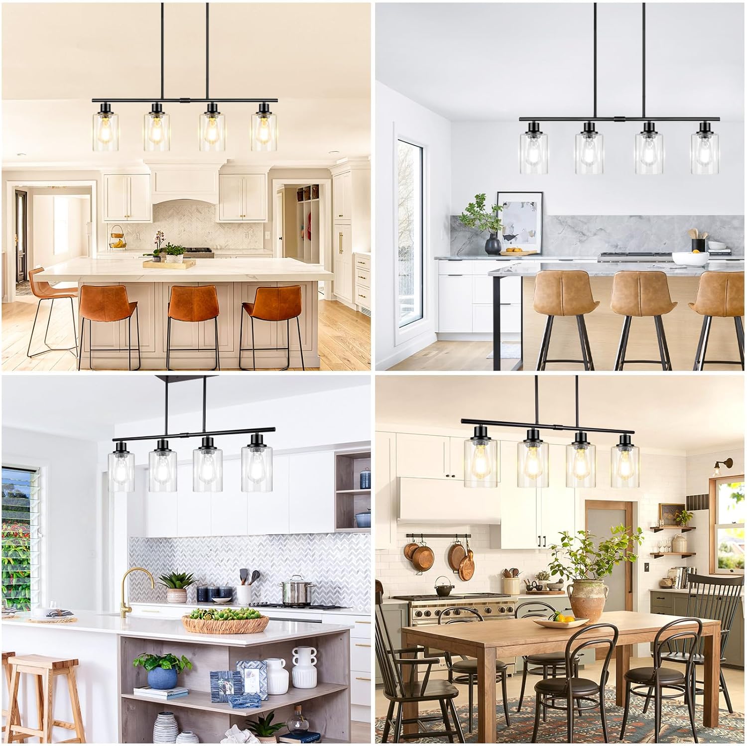 4-Light Farmhouse Kitchen Island Chandelier